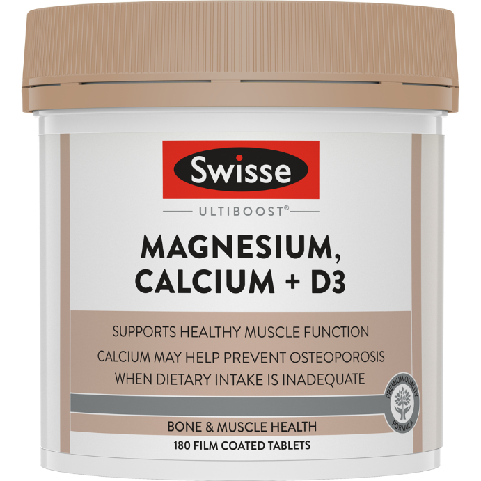 Swisse Ultiboost Magnesium, Calcium + D3 180 Tablets