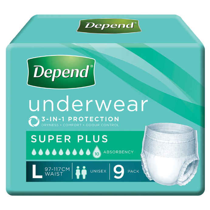 Depend Incontinence Underwear Unisex Super Plus Large 9 Pack