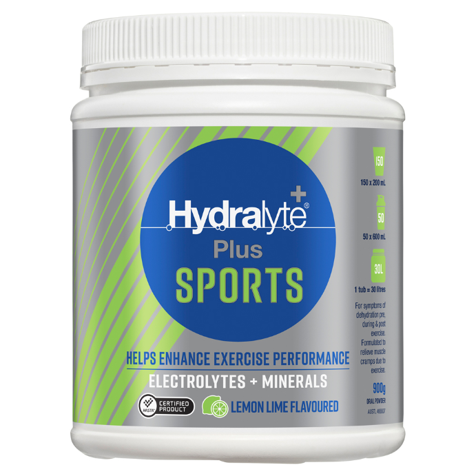 Hydralyte Plus Sports L/l Flav Pwd 900gHydralyte Plus Sports Lemon Lime Flavoured Powder 900g