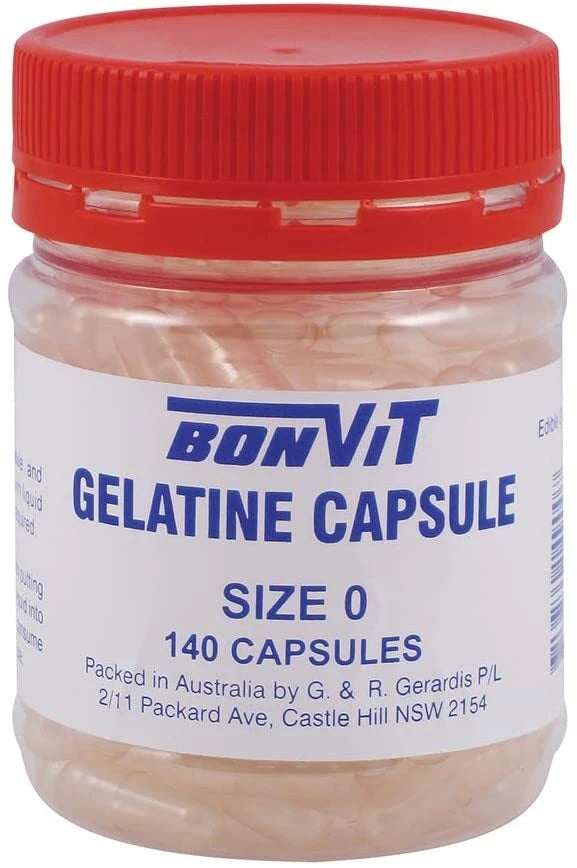 Bonvit Empty Gelatine Capsules Size '0' 140 Capsules