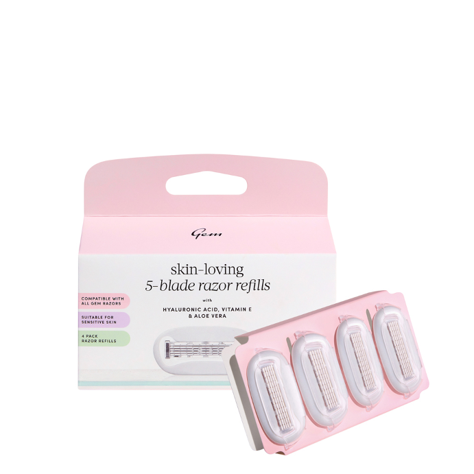 GEM Skin-loving 5 Blade Razor Refills 4 Pack