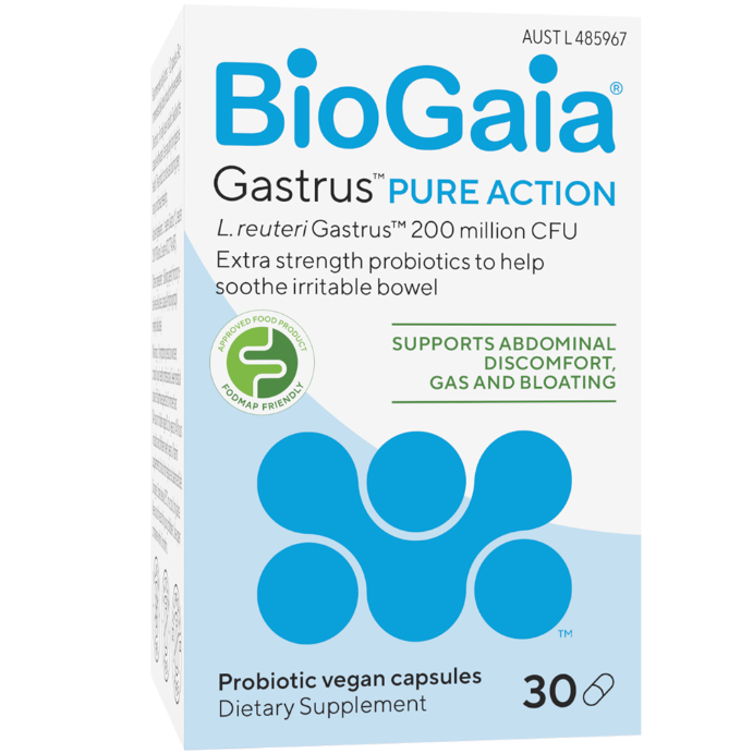 BioGaia Gastrus Pure Action Probiotic Vegan Capsules 30 Pack