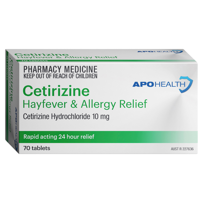 APO HEALTH Cetirizine Hayfever Allergy Relief 10mg Blister Pack 70 Tablets