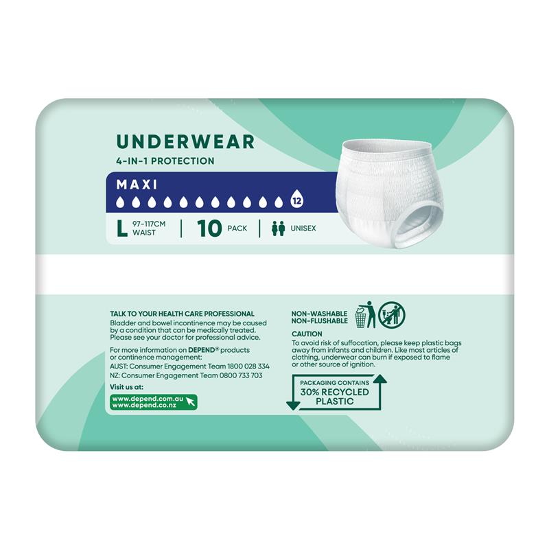 Depend Underwear Maxi Large 10 Pack