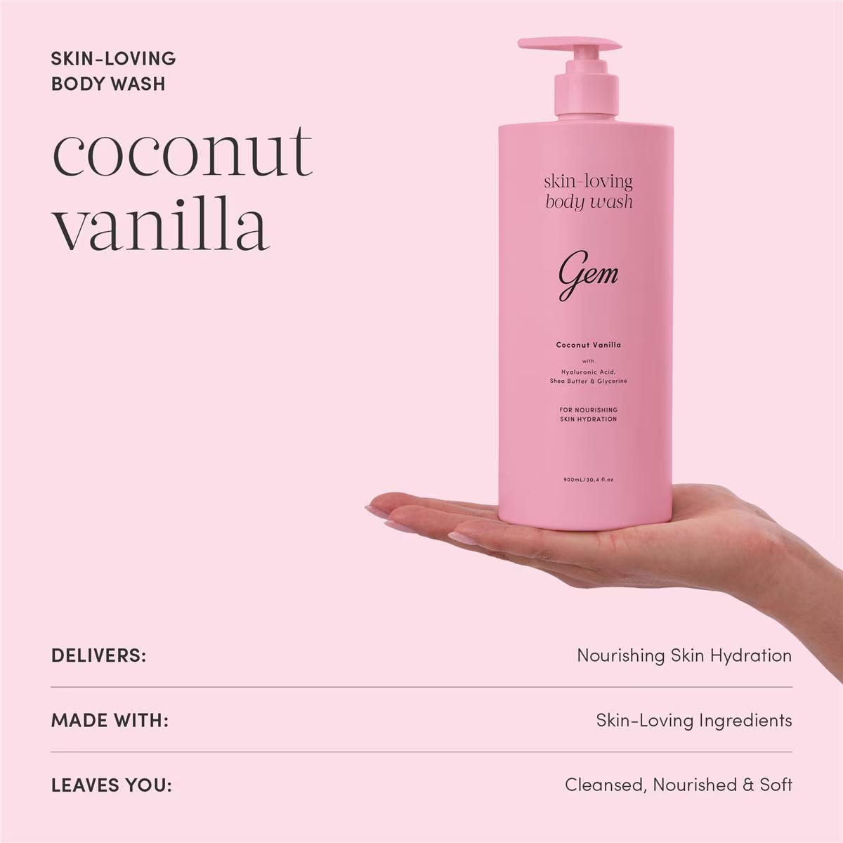 GEM Skin-Loving Body Wash Coconut Vanilla 900mL