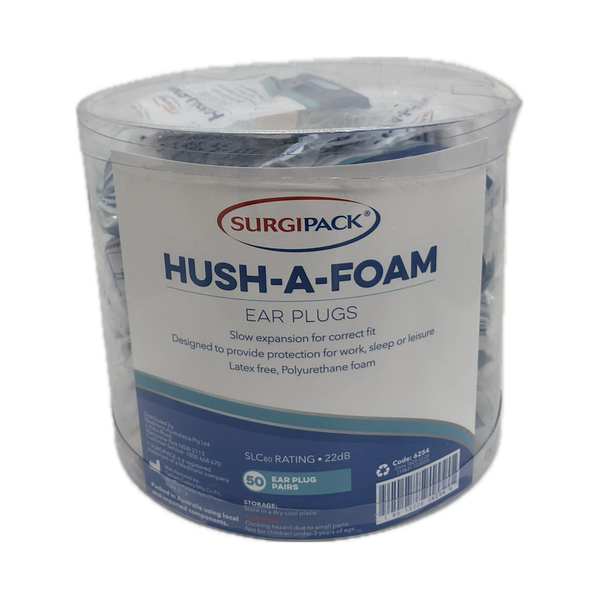 SurgiPack Hush-A-Foam Ear Plugs 50 Pack