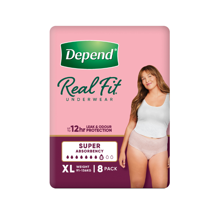 Depend Real Fit Underwear for Women Super Absorbency XL 8 Pack