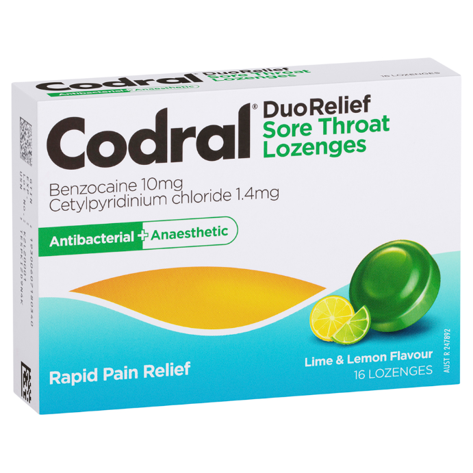 CODRAL® Sore Throat Lozenges Lime & Lemon 16 Lozenges