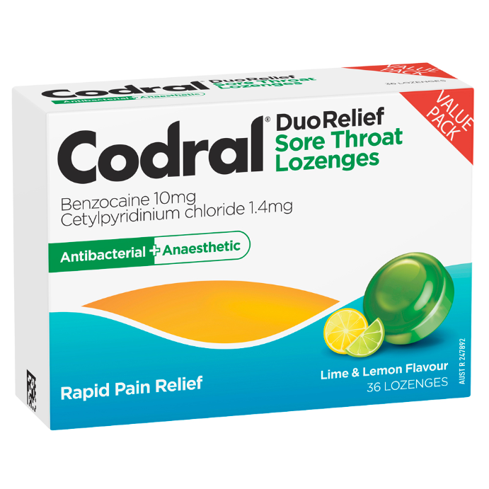 CODRAL® Sore Throat Lozenges Lime & Lemon 36 Lozenges