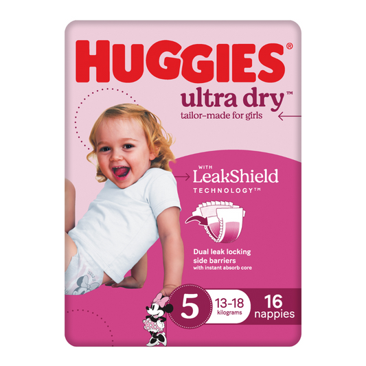 Huggies Ultra Dry Tailor-Made for Girls Size 5 16 Nappies