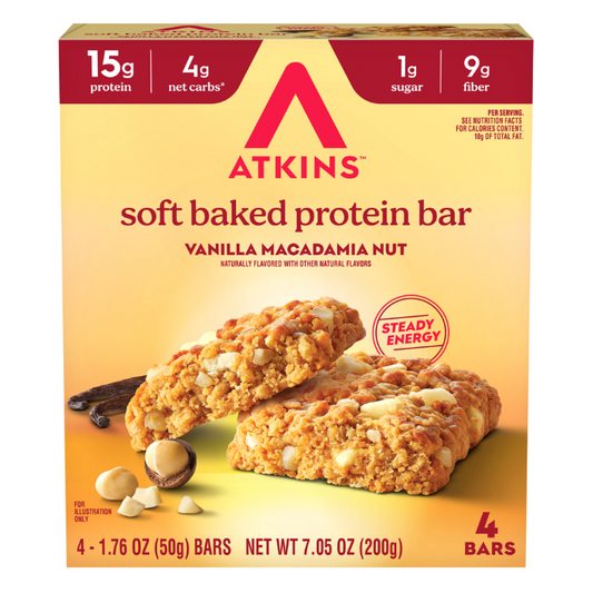 Atkins Soft Baked Bar Vanilla Macadamia 4 Pack