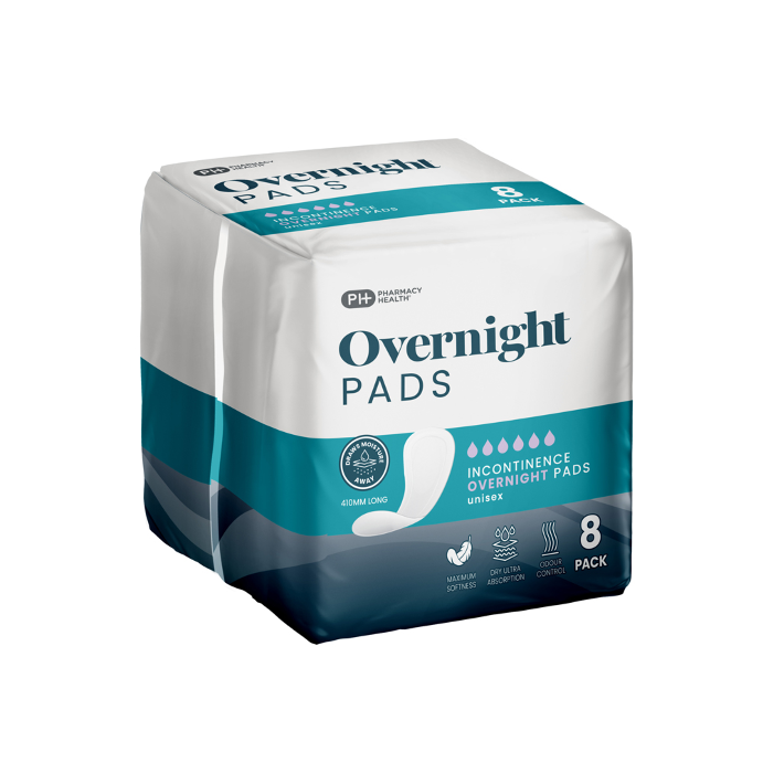 Pharmacy Health Overnight Pads Incontinence 8 Pack