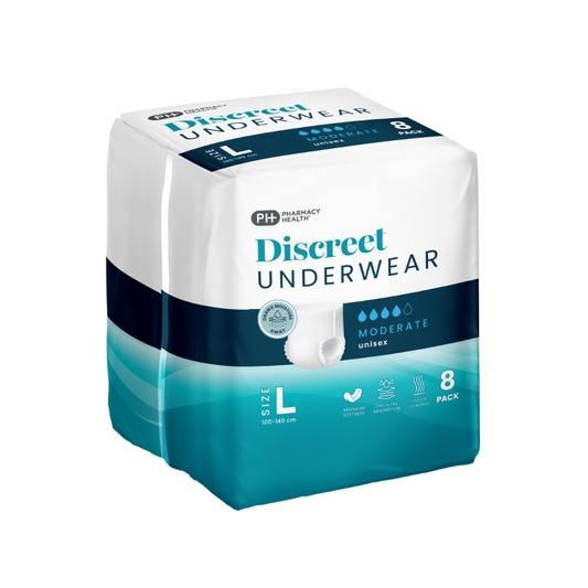 Pharmacy Health Discreet Underwear Large Moderate 8 Pack