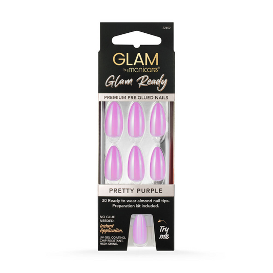 Glam by Manicare Glam Ready Pre-Glued Nails - Pretty Purple 30 Pack