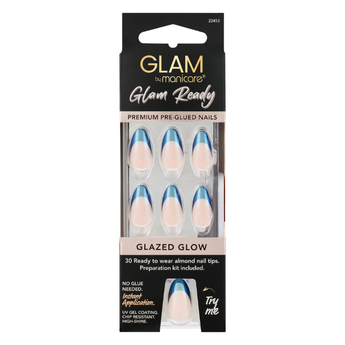 Glam by Manicare Glam Ready Pre-Glued Nails - Glazed Glow 30 Pack