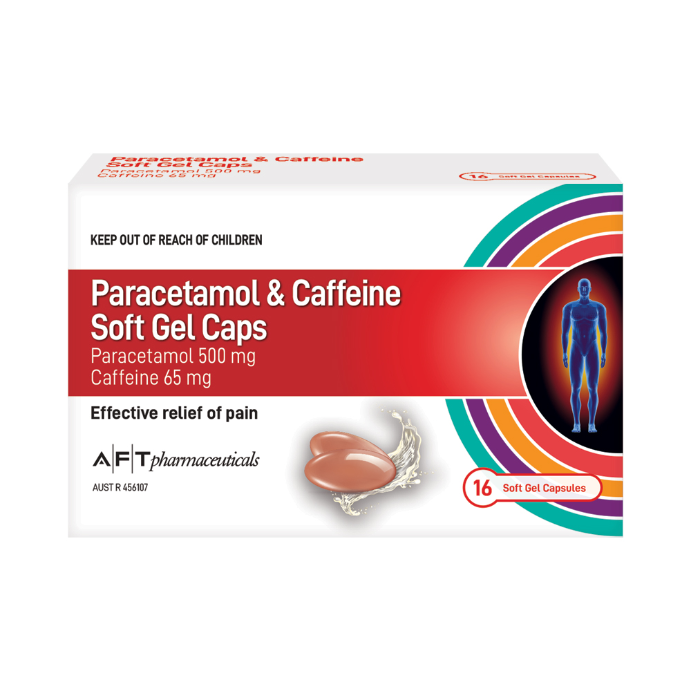 AFT Paracetamol & Caffeine Soft Gel Capsules 16 Pack