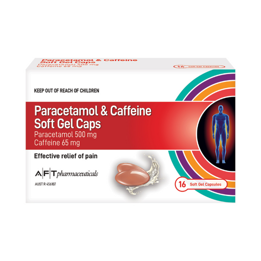 AFT Paracetamol & Caffeine Soft Gel Capsules 16 Pack