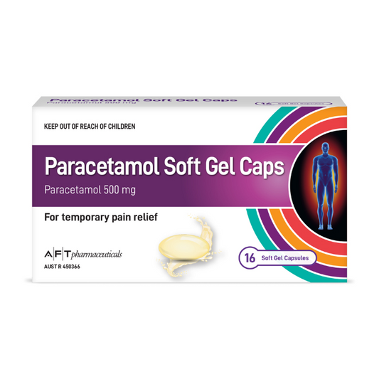 AFT Paracetamol Soft Gel Capsules 500mg 16 Pack