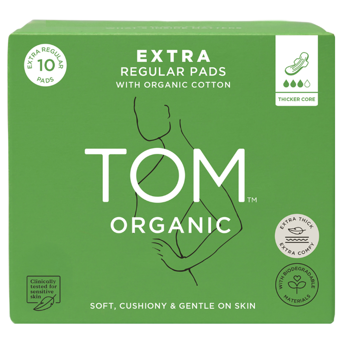 Tom Organic Pads Regular Extra Thick 10 Pack