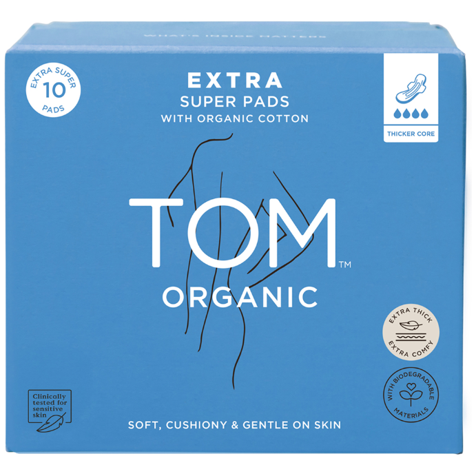 Tom Organic Pads Extra Thick Super 10 Pack