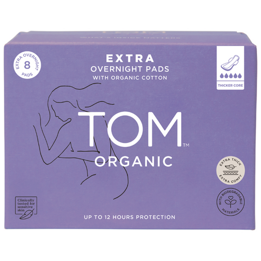 Tom Organic Pads Extra Thick Overnight 8 Pack
