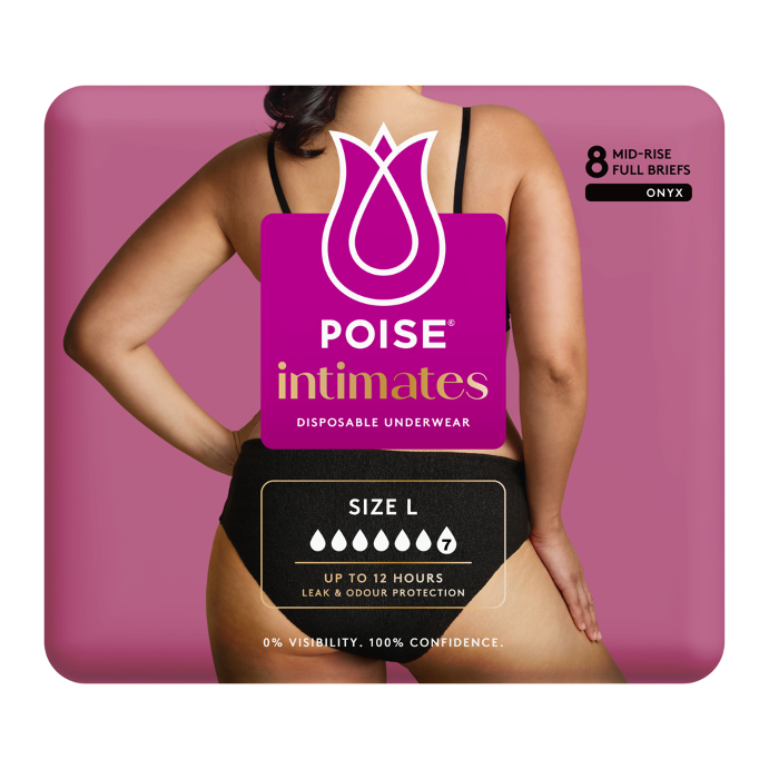 Poise Intimates Disposable Underwear L 8 Full Briefs