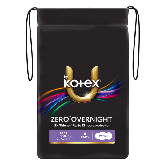 U By Kotex Zero Overnight Long Ultrathins Wings 8 Pads