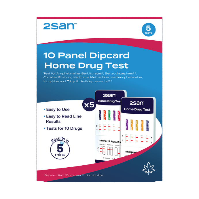 2SAN 10 Panel Dipcard Home Drug Test 5 Pack