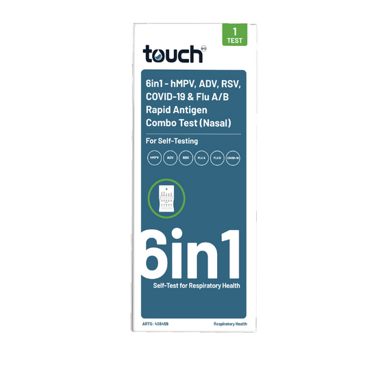 Touchbio 6in1 - Hmpv, Adv, Rsv, Covid-19 & Flu A/b Rapid Antigen Test - 1 Test