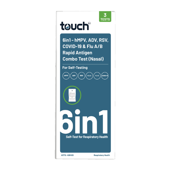 Touchbio 6in1- Hmpv, Adv, Rsv, Covid-19 & Flu A/b Rapid Antigen Test - 3 Tests
