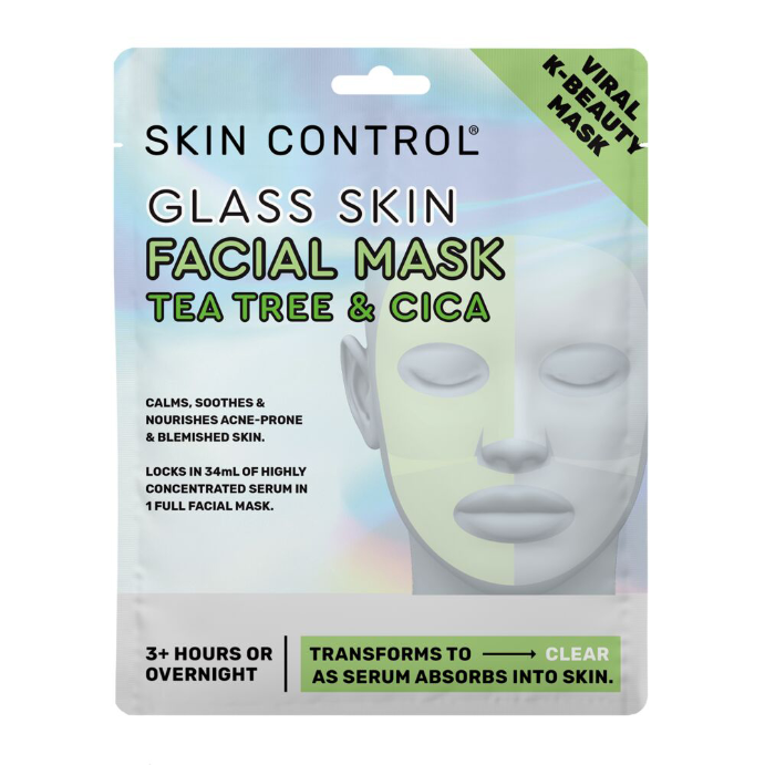 SKIN CONTROL Glass Skin Facial Mask Tea Tree & Cica 1 Pack