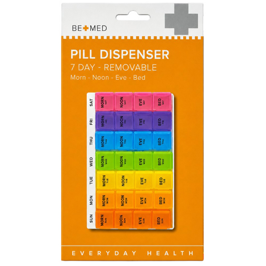 Pill Dispenser 7 Day - 4 Doses/Day - 11.5cm x 18cm - Bemed