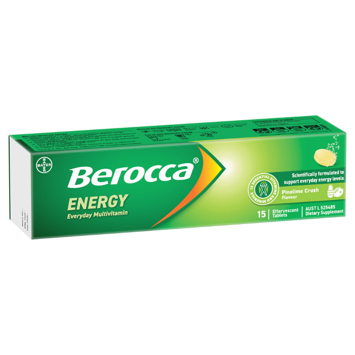 Berocca Energy Everyday Multivitamin Pinelime Crush Flavour 15 Effervescent Tablets