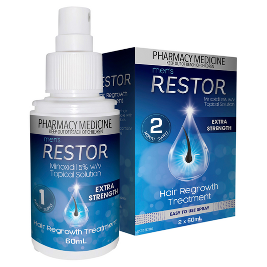 RESTOR Men's Spray Extra Strength 5% 60mL x 2 Pack