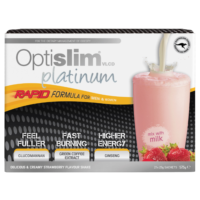 OPTISLIM VLCD Platinum Shake Creamy Strawberry Flavour 21 x 25g