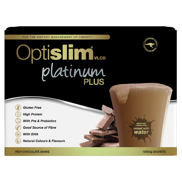 OPTISLIM VLCD Platinum Plus Shake Rich Chocolate 18 x 53g