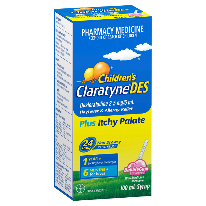 Claratyne Children's Desloratadine Syrup Bubblegum Flavoured 100mL