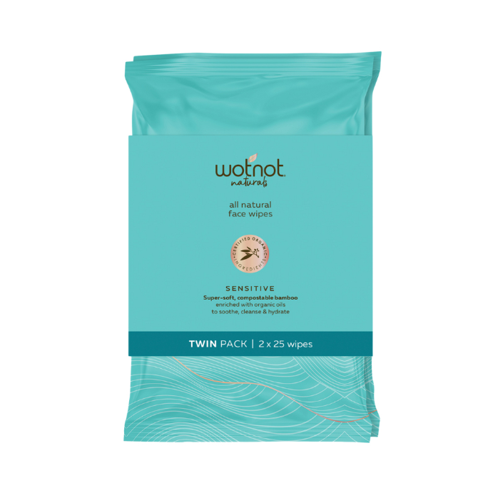 WOTNOT Face Wipes Sensitive Twin 2 x 25 Pack