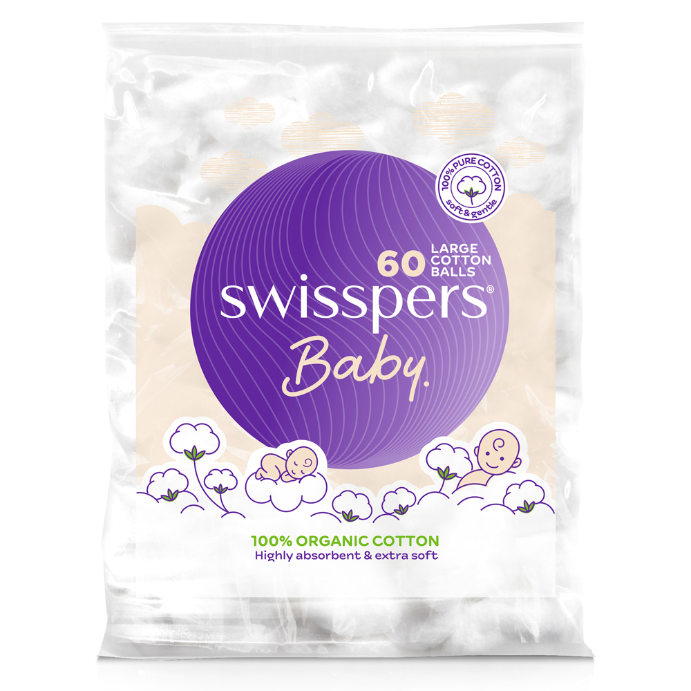 Swisspers Baby Organic Cotton Large Balls 60 Pack
