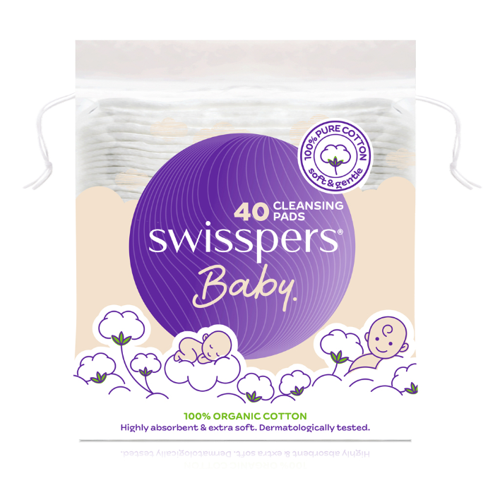Swisspers Baby Organic Cotton Cleansing Pads 40 Pack