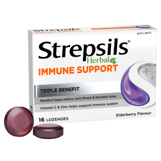 Strepsils Herbal Immune Support Elderberry Flavour 16 Lozenges