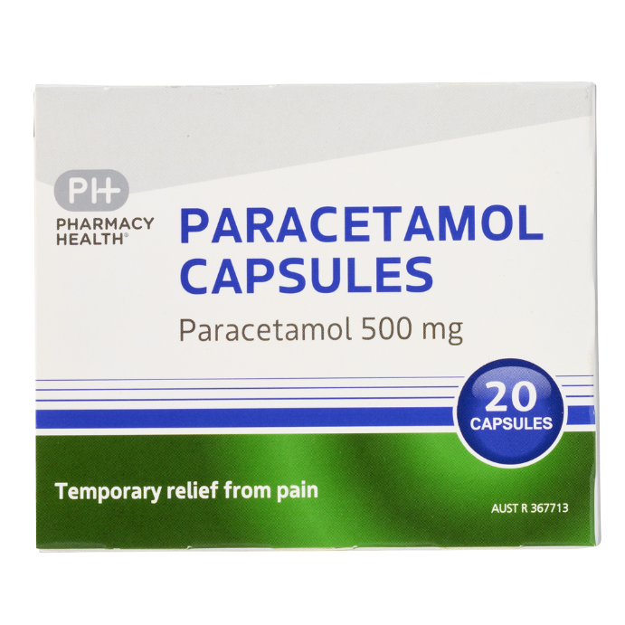 PHARMACY HEALTH Paracetamol 500mg 20 Capsules S2