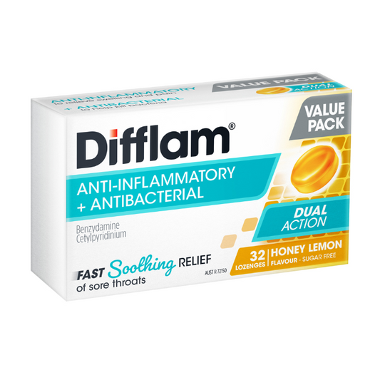 Difflam Anti-Inflammatory + Antibacterial Honey Lemon 32 Lozenges