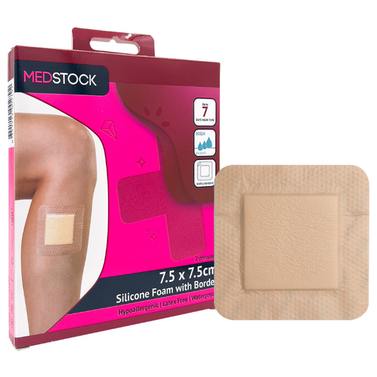 Medstock Silicone Foam With Border 7.5cm x 7.5cm 2 Pack