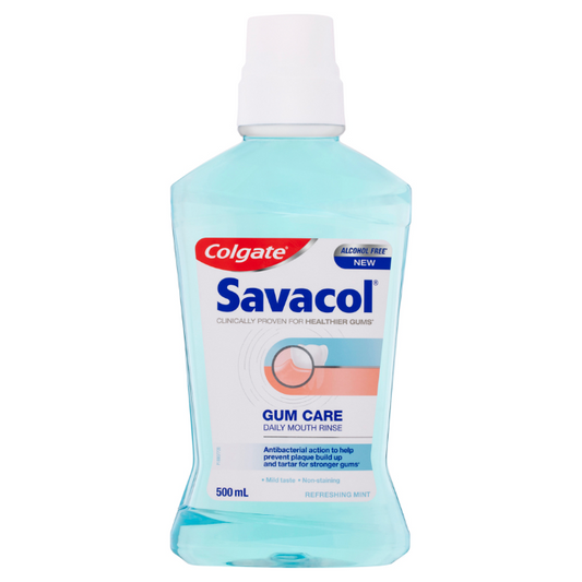 Colgate Savacol Gum Care Daily Mouth Rinse Alcohol Free Refreshing Mint 500mL