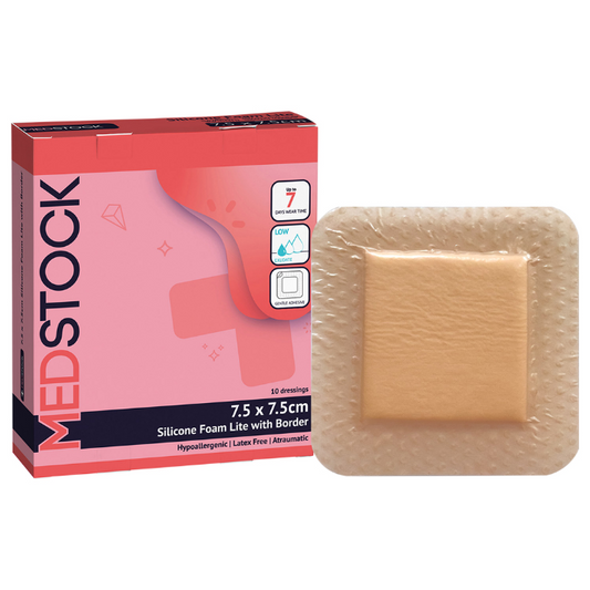 Medstock Silicone Lite With Border 7.5cm x 7.5cm 10 Pack