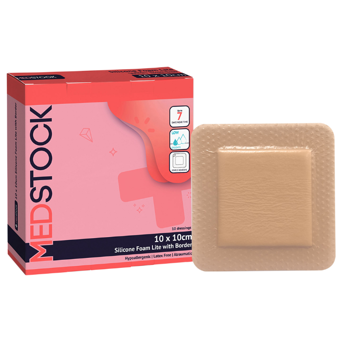 Medstock Silicone Lite With Border 10cm x 10cm 10 Pack