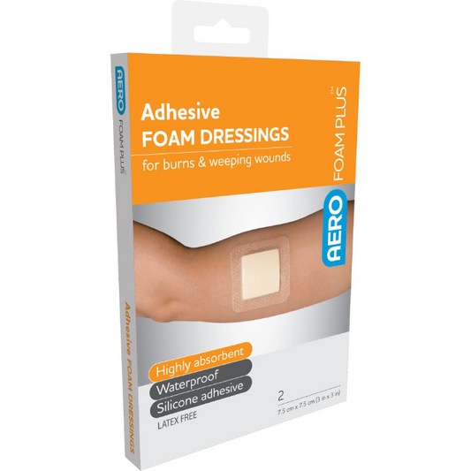 AERO Foam Plus Adhesive Foam Dressings 7.5 x 7.5cm 2 Pack