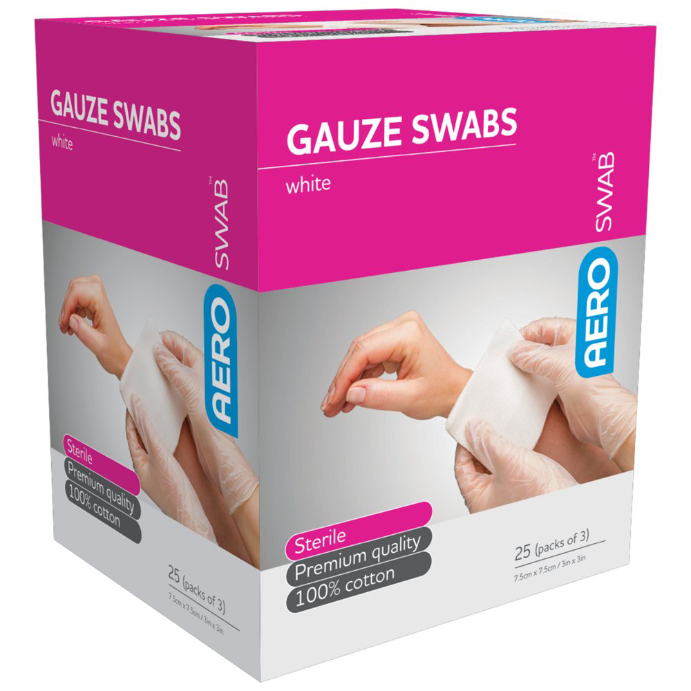 AERO Swab Sterile Gauze Swab 7.5 x 7.5cm 3 Pack