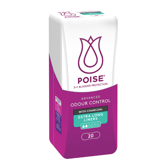 Poise Charcoal Extra Long Liners 20 Pack